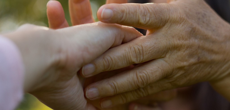 Handmassage, mit hand berühren